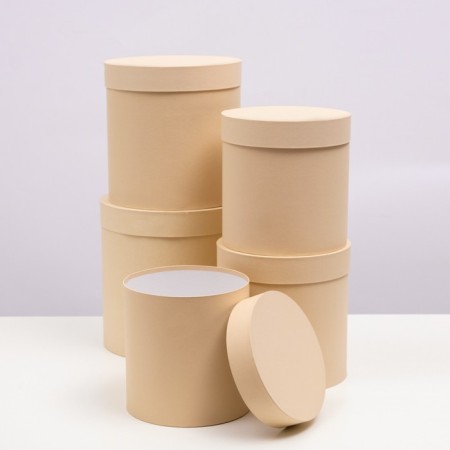 Set of round boxes 5 in 1 "paints", cream, 25 x 25 x 25 - 19 x 19 x 19 cm-1