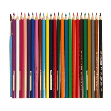 Pencils Watercolor 24 colors Faber-Castell 1144, hexagonal case with a brush-2