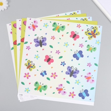 Scrapbooking paper bilateral "butterflies and donuts" density 180 g 30.5x32 cm-3
