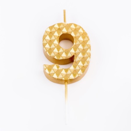 Candle in the cake on the skewer "Sot", the number 9, 7 cm, gold-2