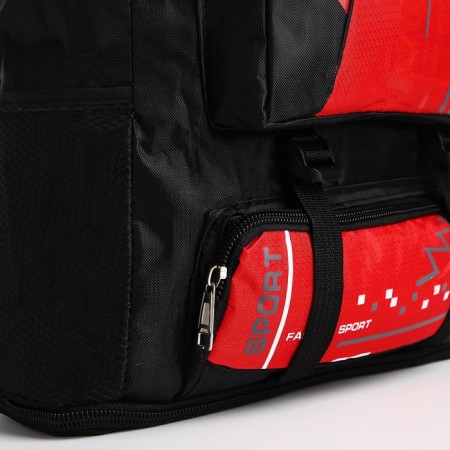 A backpack on a zipper with an increase, 65l, 4 outer pockets, red color-7