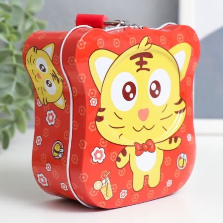 Piggy bank Metal with a lock "Funny animals" mix 11.5x6.5x11 cm-3
