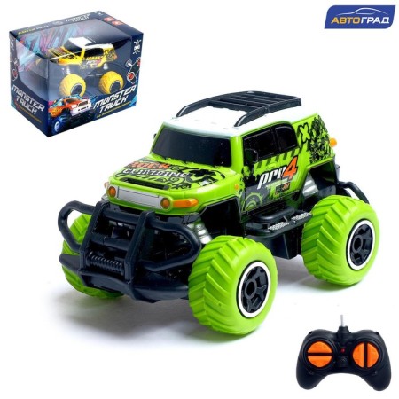 Radio -controlled jeep "graffiti", works on batteries, green color