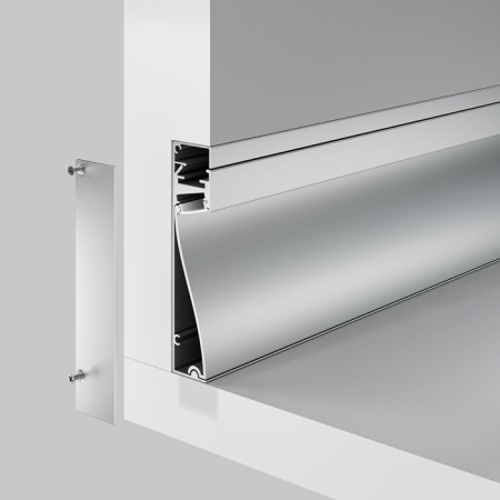 Aluminum profile skirting boards with backlight Led Strip Alm-8018-S-2M, 200x8x1.8 cm, silver color-2