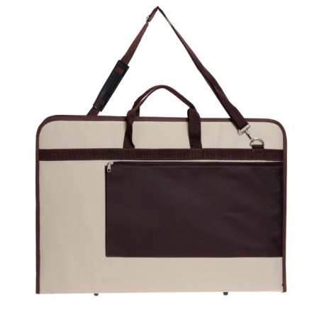Folder for drawings and drawings A2, 640 x 450 x 30 mm, with handles, textile, estado, with pocket, beige/brown-1