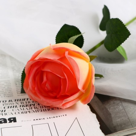 Artificial flowers "Vivaldi rose" d-7 50 cm, yellow-pink-1