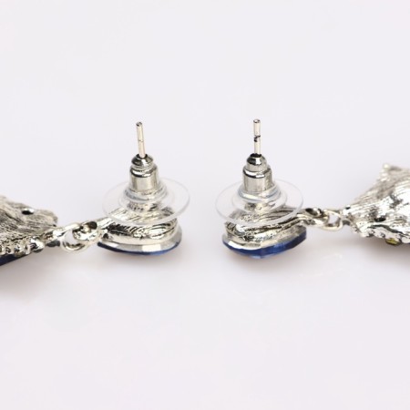 Earrings with rhinestones "carnival" chic, blue color in black silver-5