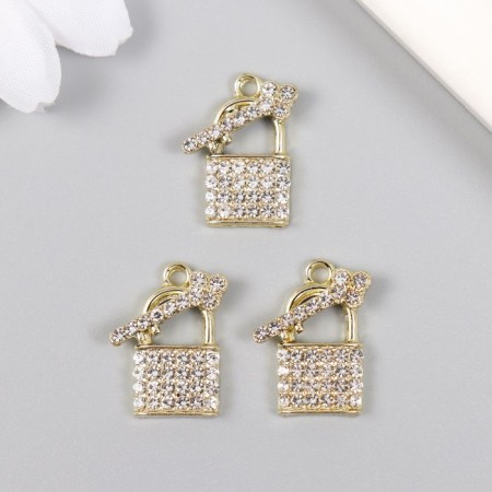 Decor for creativity metal, rhinestones "Lacking with a key" mix 1.5x1.9 cm-2