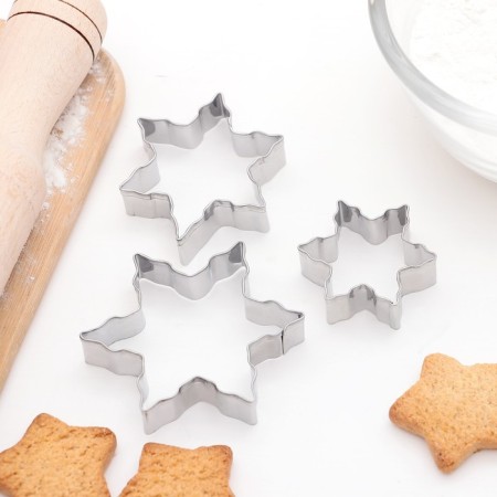 A set of forms for cutting the cookies "Snowflakes", 3 pcs, 6.5 × 6.5 cm, chrome color-1
