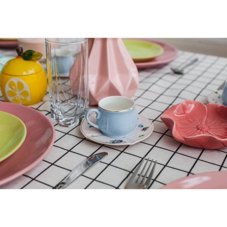 Ceramic coffee coffee siren, 12 items: 6 cups 100 ml, 6 saucers d = 12 cm, blue color-4
