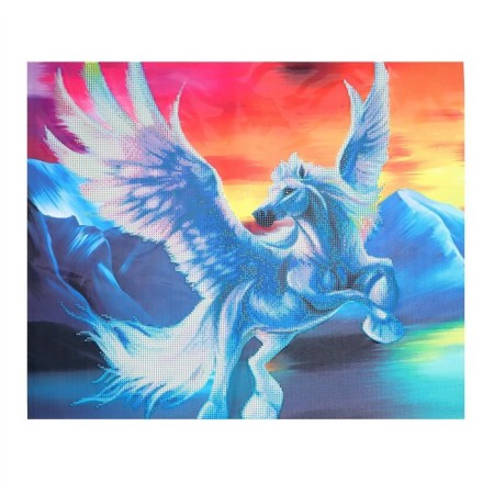 Diamond mosaic with partial filling "Flying Pegas" 50x60 cm, canvas, capacity-4