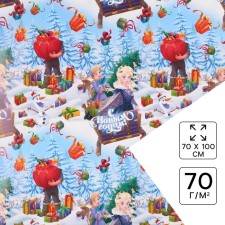 New Year. Packaging paper, 70x100 cm, cold heart