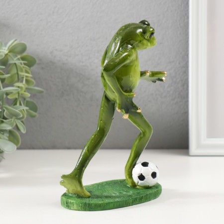 Souvenir Polystone "Frog plays football" 17x6.5x10.5 cm-2