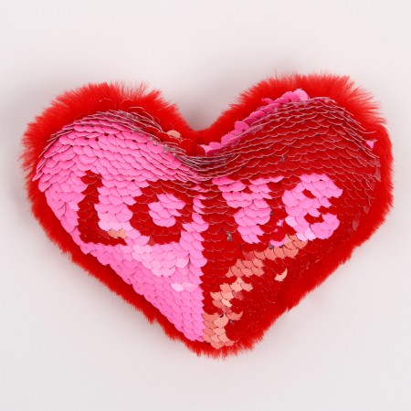 Soft magnet "Love" in the form of a heart, with sequins, 10 cm, red color-1