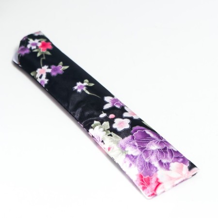 Fan bamboo, textile h = 21 cm "flowers" with a cover, black-9