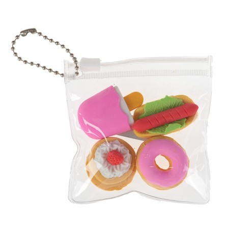 A set of curly erasers "Desserts", 4 pieces, in a package in zip-cholonia, mix (barcode on a piece)-1