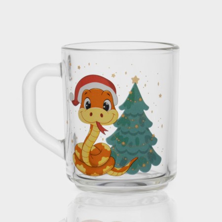 New Year's glass tea mug "New Year's snakes", 200 ml, mix-7