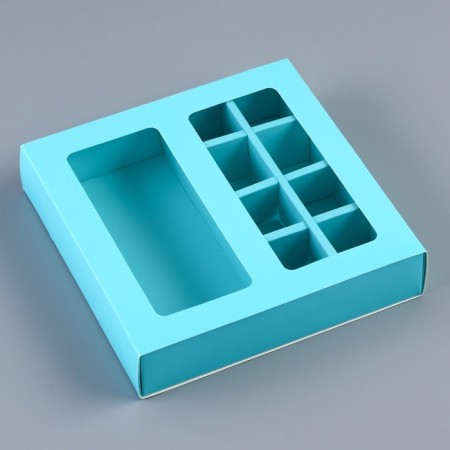 Box for 8 sweets + chocolate, with a window, mint, 17.7 x 17.7 x 3.8 cm-1