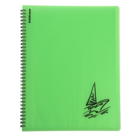 Folder 30 inserts on spirals, A4, 600 μm, Erichkrause "Neon Transport", texture "Sand", green, mix-4