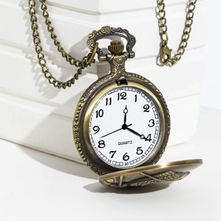 Pocket clock "Fishing", quartz, d-4.5 cm, chain L-80 cm-1