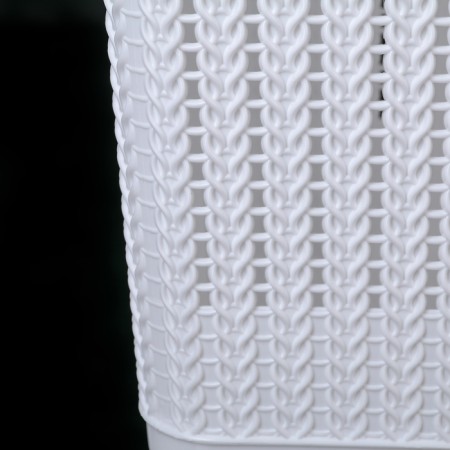 Besnaya basket with a “knitted weaving” lid, 25 l, 37 × 27.5 × 46.5 cm, white color-3