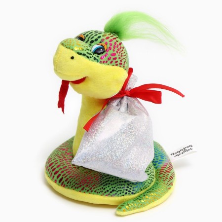 Soft toy "Snake", with a gift bag, 15 cm, green color-4
