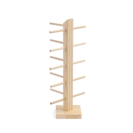 Glasses stand, 5 seats, h = 36 cm, wood, brown color-2