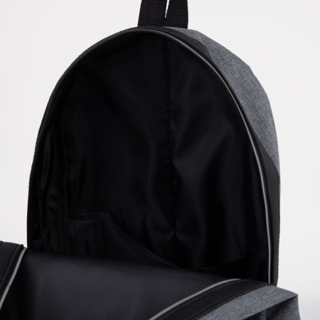 A backpack with a zipper, "saxi", outer pocket, gray color-6