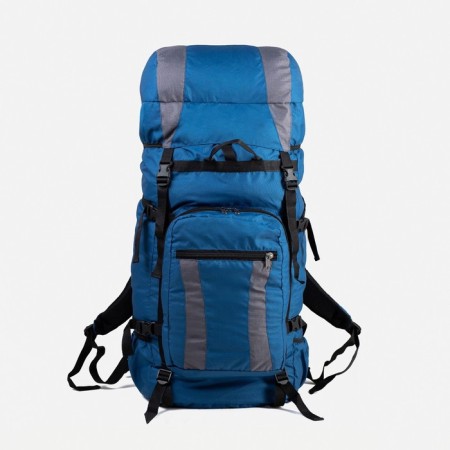 Tourist backpack, TAIF, 90 liters, cord department, outer pocket, 2 side nets, blue/gray color-2