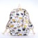 School backpack from textiles with a zipper, 3 pockets, pencil case, white/multi -colored color