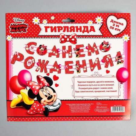 Garland on the eyelets "Happy Birthday!", Length 205 cm, Minnie Mouse-4