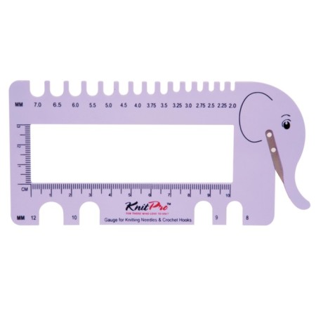 A ruler for determining the size of the knitting needles with a cutpro yarn, pale lilac 10995
