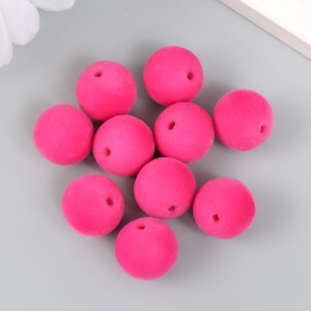 Beads for creativity velvet spraying "dark pink" set 10 pcs d = 1.4 cm-2