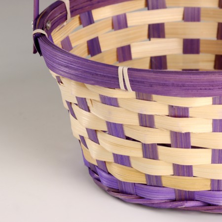 Wicker basket, d21xh24 cm, purple, bamboo-1