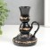 Polystone candlestick "Lamp with a flowering pattern" D-3 cm, black 10x9x13.5 cm