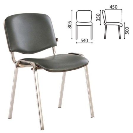 Stool for personnel and visitors to Brabix ISO CF-001, chrome frame, leatzers gray