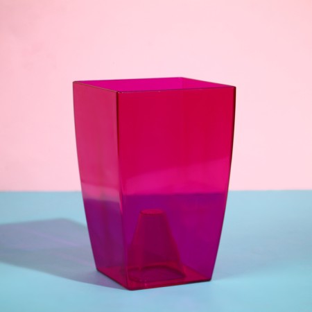 Pot for orchids, 2 l, 12.5 × 19.5 cm, plastic, transparent raspberry