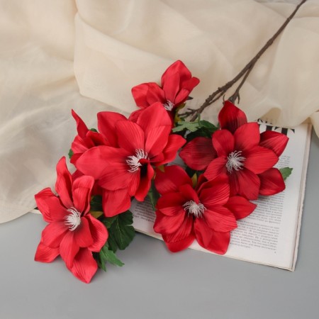 Artificial flowers "Clematis coarse -flowered" 61x14 cm, red