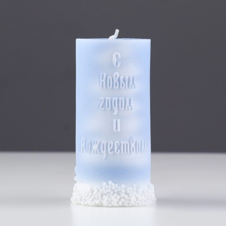 Candle - Merry Christmas Cylinder, 4.7 × 10 cm, blue-2