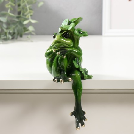 Souvenir Polystone varnish on the shelf "The frog thinks" 11x9x21 cm-2