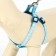 The set of stitched "paws", leash 120 x 1 cm, OG 23-35 cm, blue