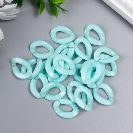 Decor for creativity Plastic "Ring for the chain" Pastel SV-blue set 25 pcs 2.3x1.65 cm-2