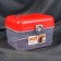 Boxing for storing sewing accessories, with a lid, 21 × 17.7 × 15.4 cm, the color is transparent/red
