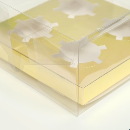 Box for 4 cupcakes, gold, 18.5 × 18 × 10 cm-2