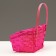 Wicker basket, D14 x 13 x H6.5 x 11 x 20 cm, pink, bamboo