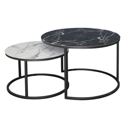 Tables Journal Loft DQ No. 2 Duae (set), D605 (475), H420 (320), f/n black-white marble, m/k Cher
