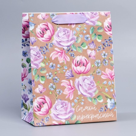 Package Gift Craft Vertical, packaging, "delicate flowers", MS 23 x 18 x 10 cm-1
