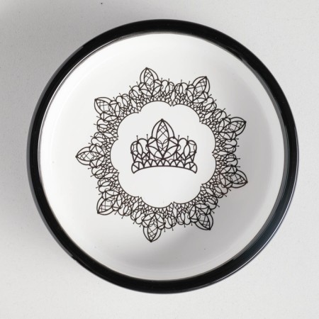 Ceramic bowl with an ornament 200 ml 12 x 3 cm, beige-black-3