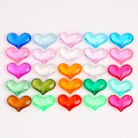 Plastic decorative hearts, set 25 pcs., Size 1 pc. - 3 × 3.5 cm, color mix-3