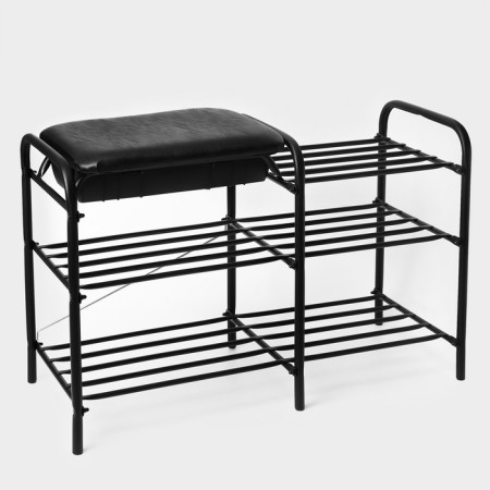 Athery for shoes with a seat and luxury box, 79 × 33 × 50 cm, black color